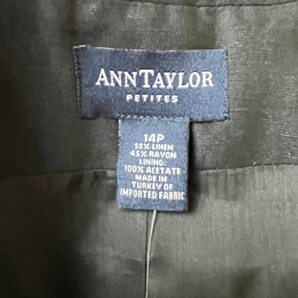 NWT‎ ANN TAYLOR PETITES Womens 14P Navy Blue 4 Button Blazer Linen Blend 70821 - Picture 4 of 6